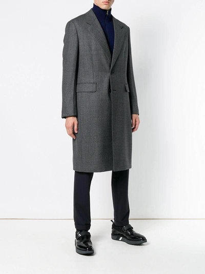 Shop Prada Single Breasted Wool Coat - Grey