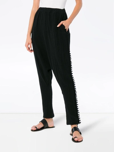 Shop Caravana Black Cotton Jute Trousers