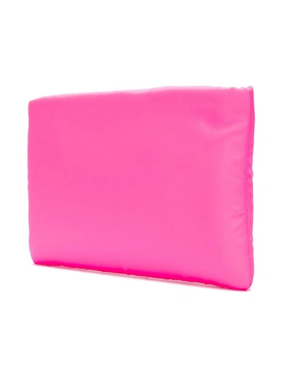 Shop Prada Logo Plaque Clutch In Pink & Purple