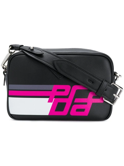 Shop Prada Logo Print Crossbody Bag - Black