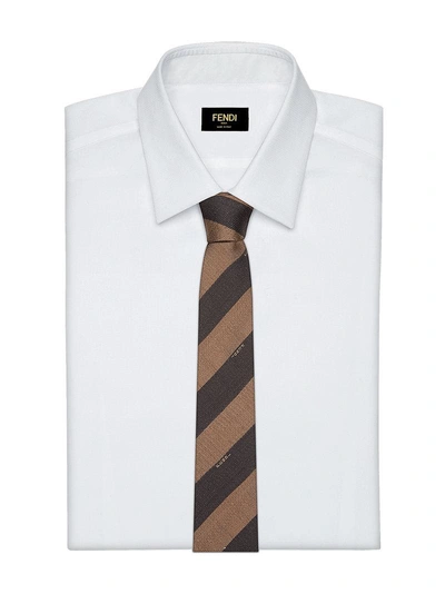 Shop Fendi Striped Tie In Black