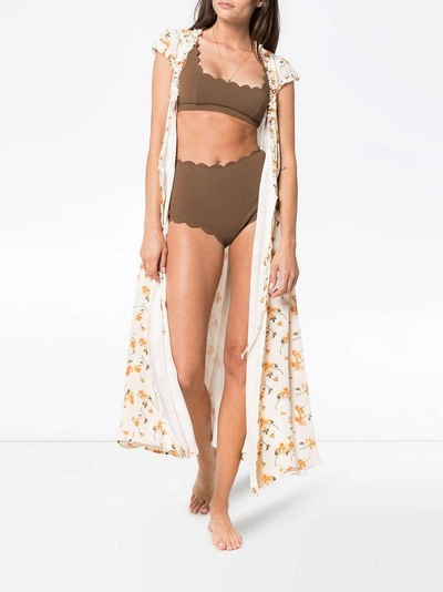 Shop Marysia Palm Springs Scalloped Bikini In Brown