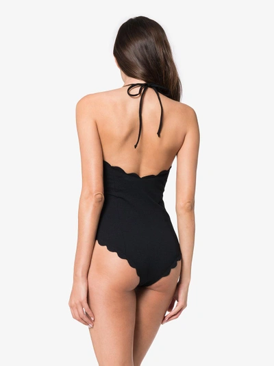 Shop Marysia Broadway Tied Scalloped Swimsuit In Black