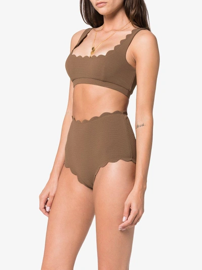 Shop Marysia Palm Springs Scalloped Bikini In Brown