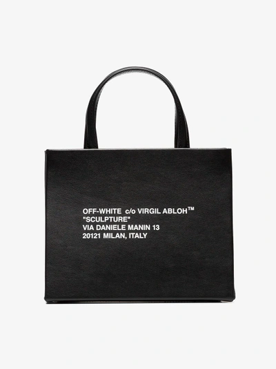 Shop Off-white Black Box Small Printed Leather Tote