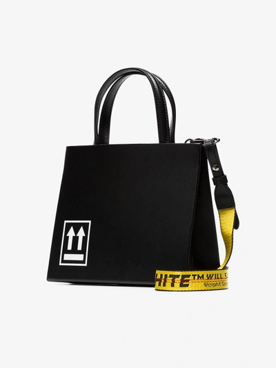 Shop Off-white Black Box Small Printed Leather Tote