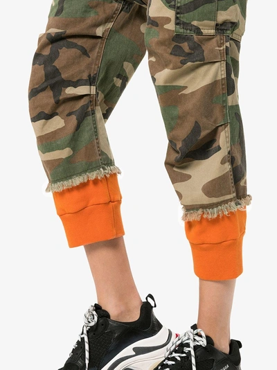 Shop R13 Camouflage Print Cotton Cropped Trousers In Brown
