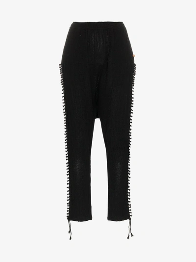 Shop Caravana Black Cotton Jute Trousers