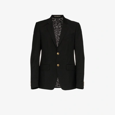 Shop Givenchy Single Breasted Wool Mohair-blend Blazer In Black