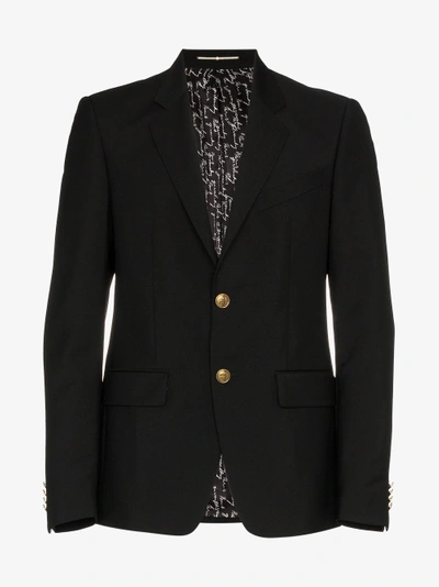 Shop Givenchy Single Breasted Wool Mohair-blend Blazer In Black