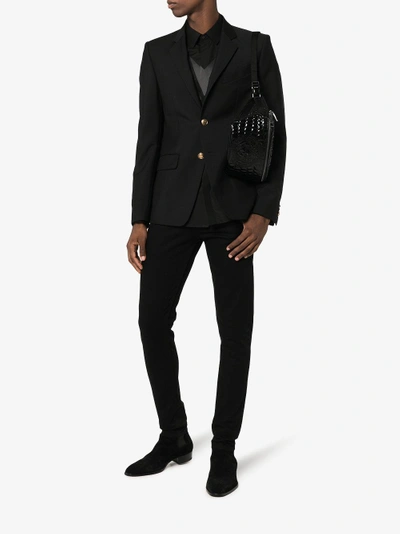 Shop Givenchy Single Breasted Wool Mohair-blend Blazer In Black