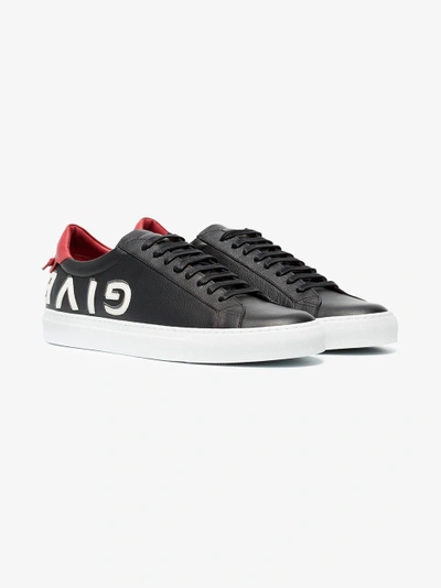 Shop Givenchy Black, White And Red Urban Street Logo Leather Sneakers