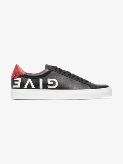 Shop Givenchy Black, White And Red Urban Street Logo Leather Sneakers