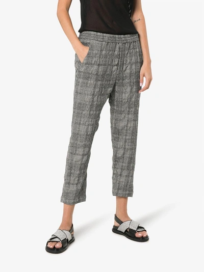 Shop R13 Check Cotton Wool-blend Cropped Trousers In Black