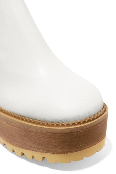 Shop See By Chloé Erika Leather Platform Ankle Boots In White