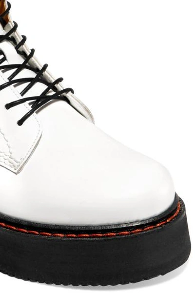 Shop R13 Glossed-leather Ankle Boots In White