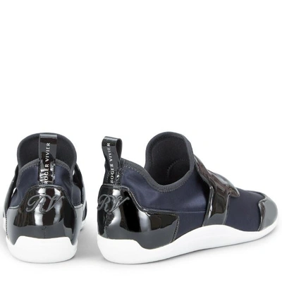 Shop Roger Vivier Sporty Viv' Leather Buckle In Black, Blue