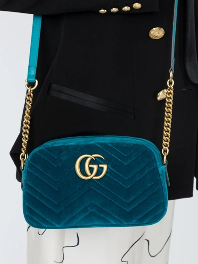 Shop Gucci Gg Marmont Small Velvet Camera Bag