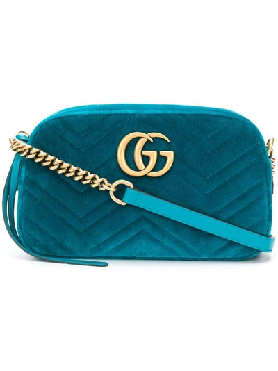 Shop Gucci Gg Marmont Small Velvet Camera Bag