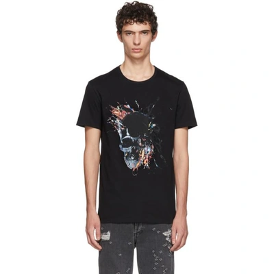 Shop Alexander Mcqueen Black Splatter Skull T-shirt In 0901blkmix
