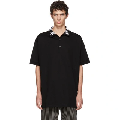 Shop Alexander Mcqueen Black Embroidered Polo In 1000 Black