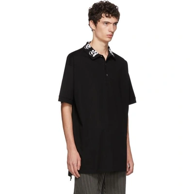 Shop Alexander Mcqueen Black Embroidered Polo In 1000 Black