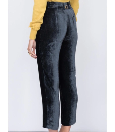 Shop Sies Marjan Blue Willa Cropped Silk Blend Velvet Trousers