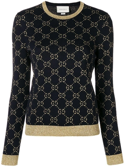 Shop Gucci Gg Supreme Knit Sweater - Black