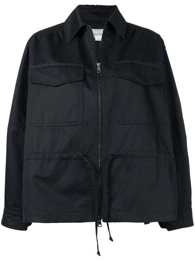 Shop Valentino Oversized Zipped Jacket In Black
