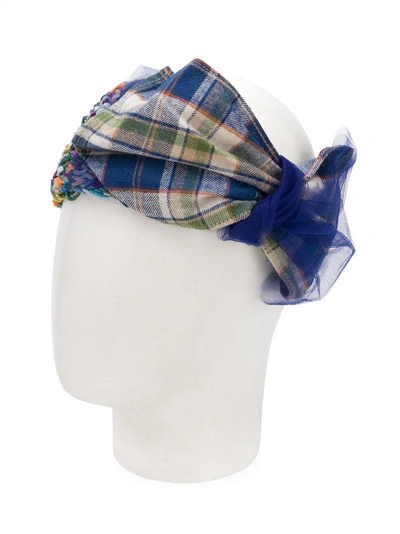 Shop Ca4la Tartan Bow Headband - Blue
