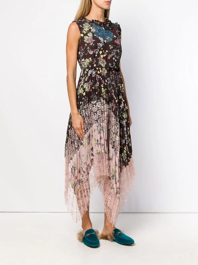 Shop Antonio Marras Floral Print Flared Dress - Brown