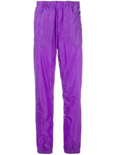 Shop Prada Logo-print Track Trousers - Purple