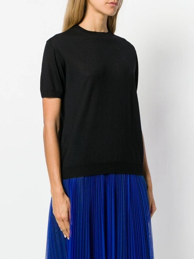 Shop Prada Short Sleeve Knit Top - Black