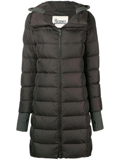 Shop Herno Glove Insert Padded Jacket In Brown