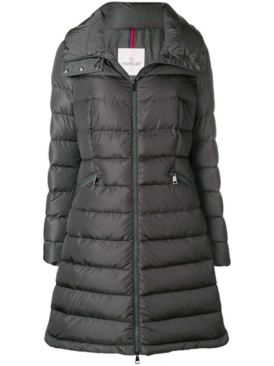 Shop Moncler Down Filled Mid-length Hooded Coat - Grey
