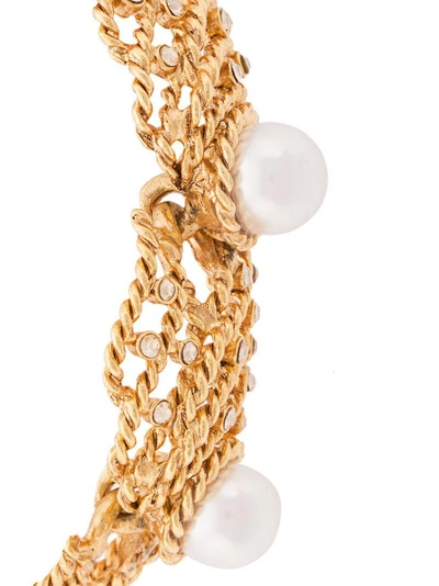 Shop Oscar De La Renta Faux Pearl Net Bracelet - Yellow