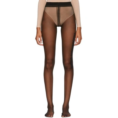 Shop Alexander Wang Black Logo Tights In 001 Black