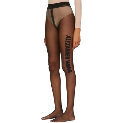 Shop Alexander Wang Black Logo Tights In 001 Black