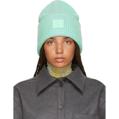Shop Acne Studios Green Pansy N Face Beanie In Mint Green