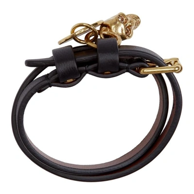 Shop Alexander Mcqueen Black And Gold Double Wrap Bracelet In 1000 Black