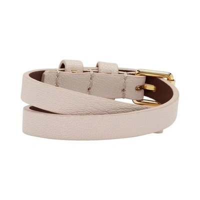 Shop Alexander Mcqueen Pink Leather Double Wrap Bracelet In 9900 Nude