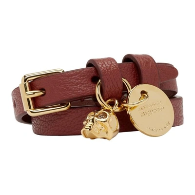 Shop Alexander Mcqueen Red And Gold Double Wrap Bracelet In 6622 Red