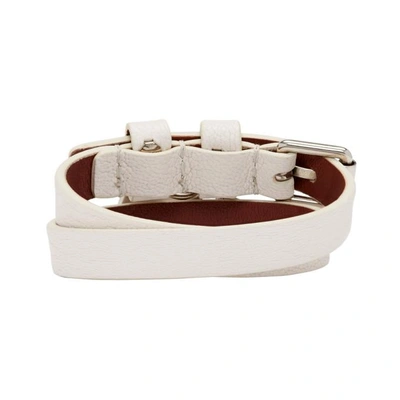 Shop Alexander Mcqueen White And Silver Double Wrap Bracelet In 9003 White