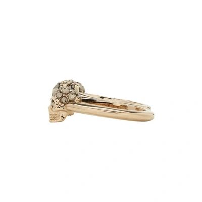 Shop Alexander Mcqueen Gold Skull Double Ring In 7285 - 0953