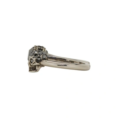 Shop Alexander Mcqueen Silver Skull Double Ring In 1177 - 0446