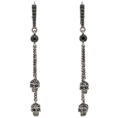 Shop Alexander Mcqueen Silver Chain Skull Earrings In 1177 - 0446