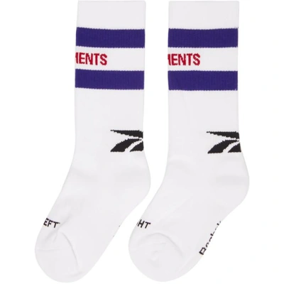 Shop Vetements White Reebok Edition Classic Logo Socks