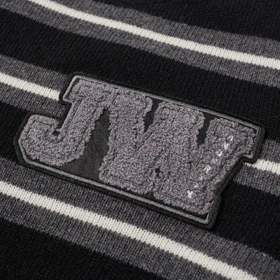 Shop Jw Anderson Logo Patch Stripe Crew Knit In Black