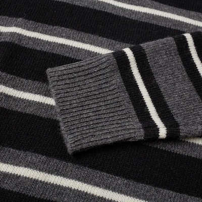 Shop Jw Anderson Logo Patch Stripe Crew Knit In Black