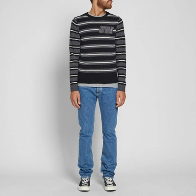 Shop Jw Anderson Logo Patch Stripe Crew Knit In Black